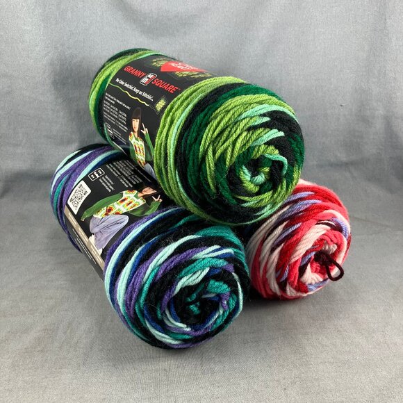 Red Heart Granny Square Yarn Teal + Hot Stuff + Verdant Vine Acrylic 417yd x 3 - Picture 6 of 6